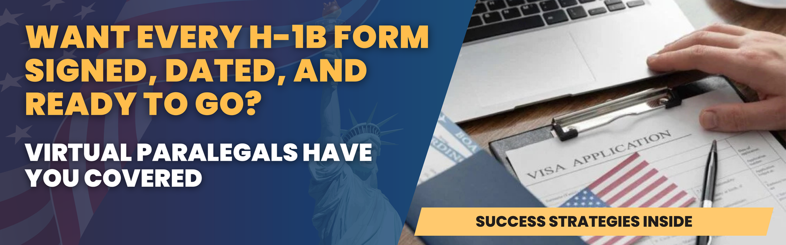 Virtual paralegals preparing and checking H-1B visa forms for signature and compliance before USCIS submission