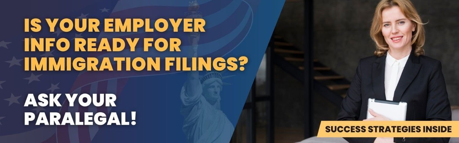 Immigration paralegal ensuring accurate employer contact details for filings
