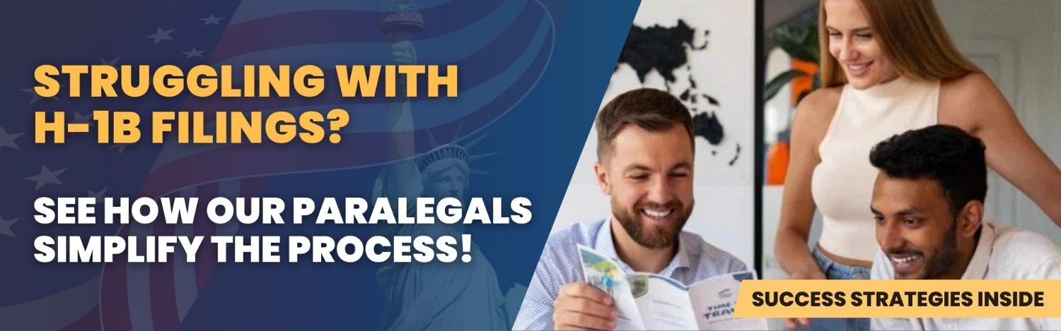 Immigration attorneys outsourcing H-1B visa tasks to paralegals for faster processing and efficiency.