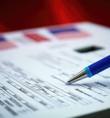 H-1B immigration form with a blue pen ready to be filled out