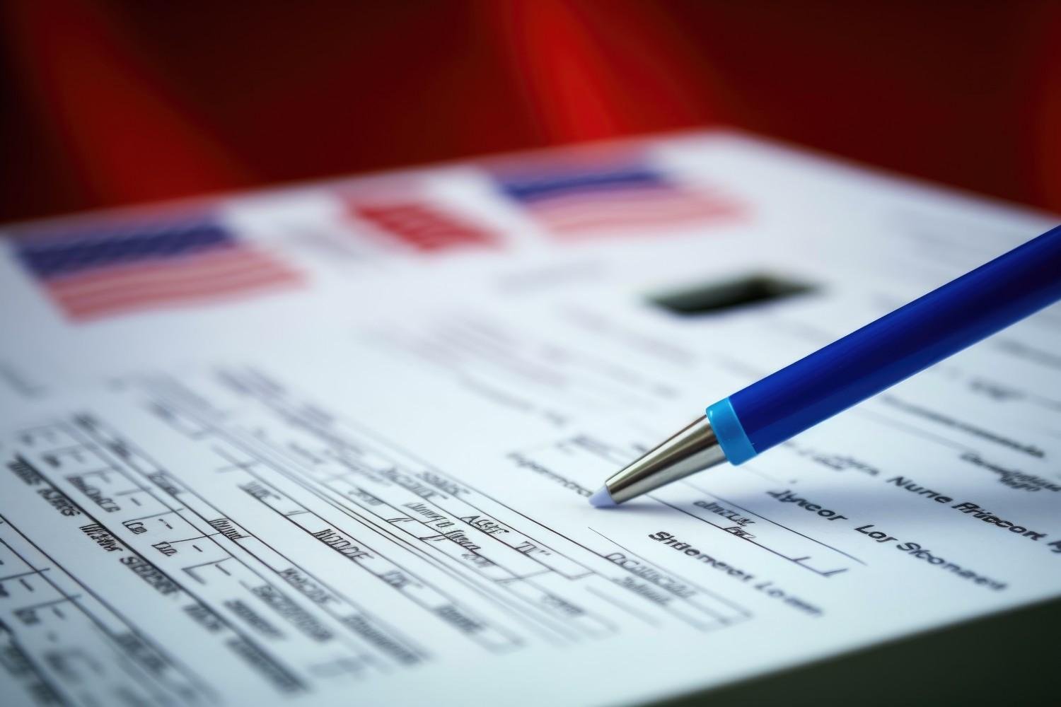 H-1B immigration form with a blue pen ready to be filled out