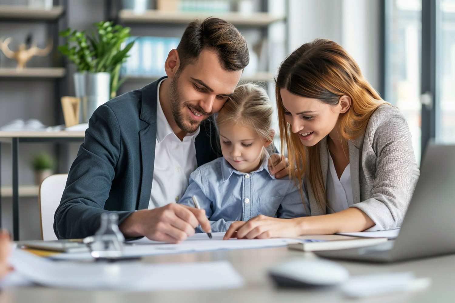 Happy family completing immigration paperwork with professional legal support, ensuring a smooth and stress-free reunification process.