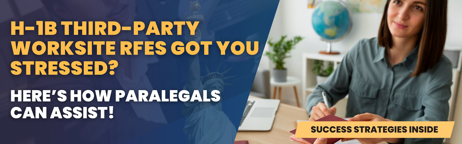 Immigration paralegal handling H-1B third-party worksite RFE, outsourcing solutions to improve efficiency and manage stress