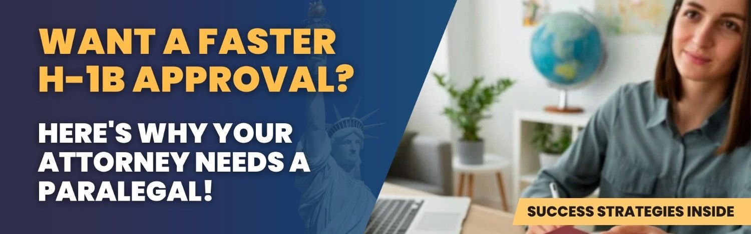 Immigration paralegals helping attorneys with H-1B petition preparation