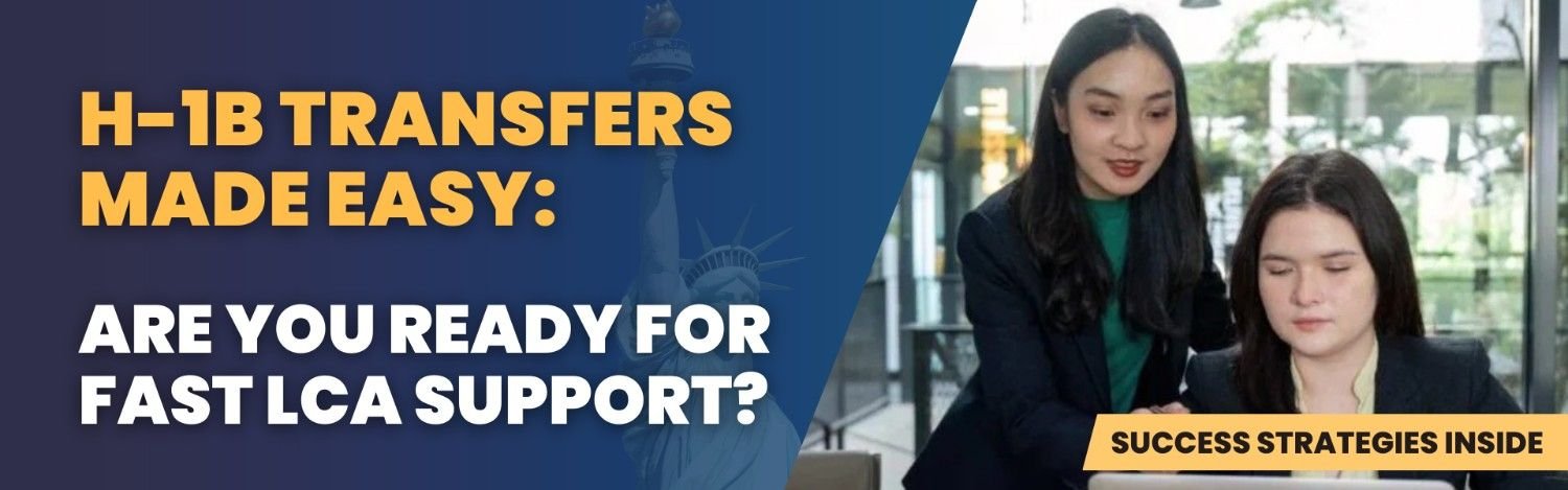 H-1B visa transfers made easy with fast LCA support from immigration virtual paralegals, featuring a professional team working together.