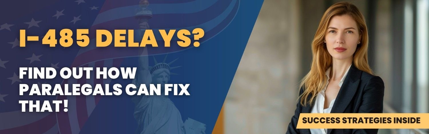 Immigration paralegal assisting with I-485 delays, offering solutions for smooth USCIS submission.