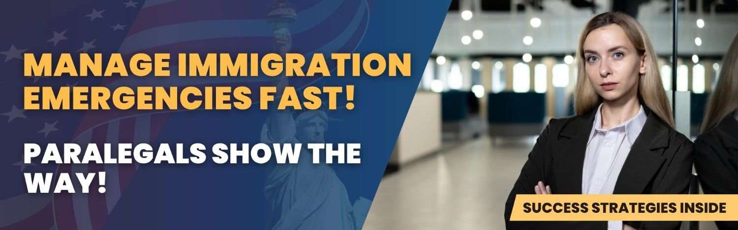 Professional female paralegal managing immigration emergencies quickly, highlighting the role of paralegals in immigration law firms.
